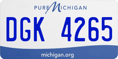 MI license plate DGK4265
