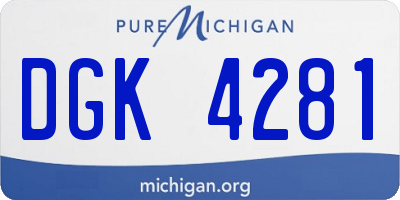 MI license plate DGK4281