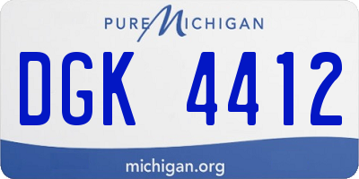 MI license plate DGK4412