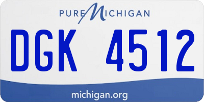 MI license plate DGK4512