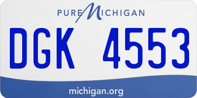 MI license plate DGK4553
