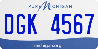 MI license plate DGK4567