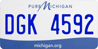 MI license plate DGK4592