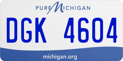 MI license plate DGK4604