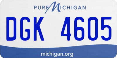 MI license plate DGK4605