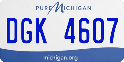 MI license plate DGK4607