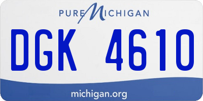 MI license plate DGK4610