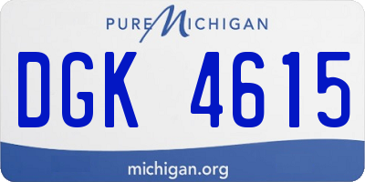 MI license plate DGK4615