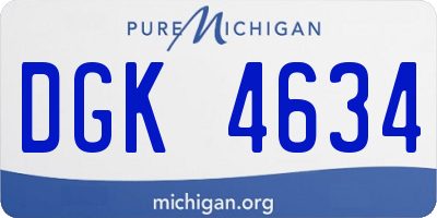 MI license plate DGK4634