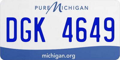 MI license plate DGK4649