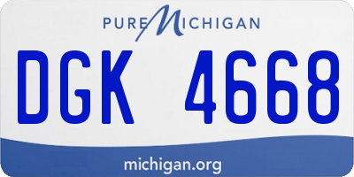 MI license plate DGK4668