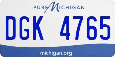 MI license plate DGK4765