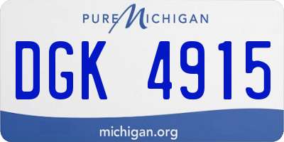 MI license plate DGK4915