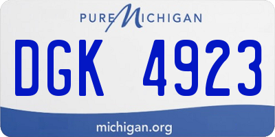 MI license plate DGK4923