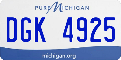 MI license plate DGK4925