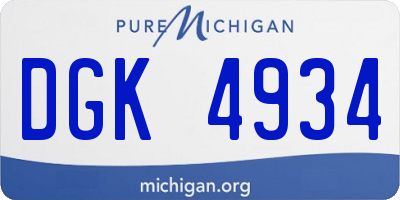 MI license plate DGK4934