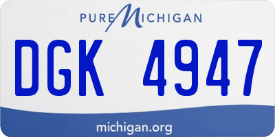 MI license plate DGK4947
