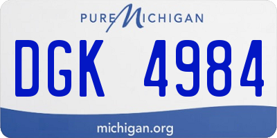 MI license plate DGK4984