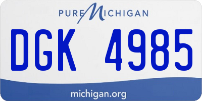 MI license plate DGK4985