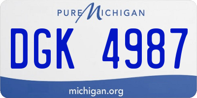 MI license plate DGK4987