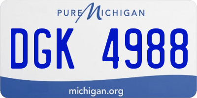MI license plate DGK4988