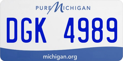 MI license plate DGK4989