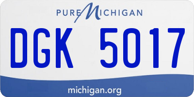 MI license plate DGK5017