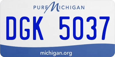 MI license plate DGK5037