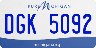 MI license plate DGK5092