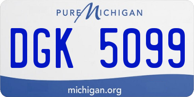 MI license plate DGK5099