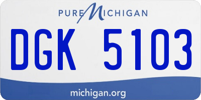 MI license plate DGK5103