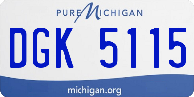 MI license plate DGK5115