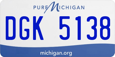 MI license plate DGK5138