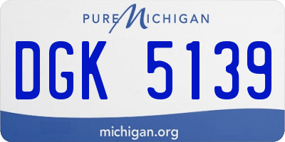 MI license plate DGK5139