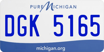 MI license plate DGK5165