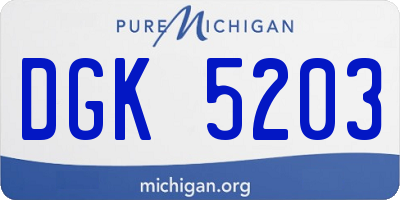 MI license plate DGK5203