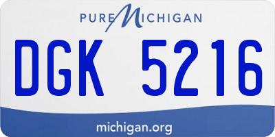 MI license plate DGK5216