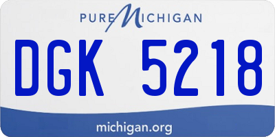 MI license plate DGK5218