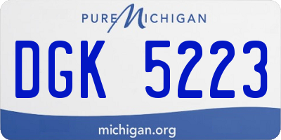 MI license plate DGK5223