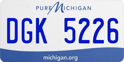 MI license plate DGK5226