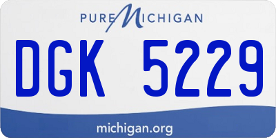 MI license plate DGK5229