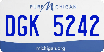 MI license plate DGK5242