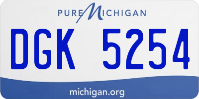 MI license plate DGK5254