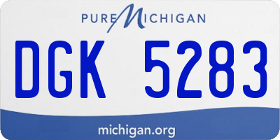 MI license plate DGK5283
