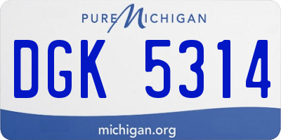 MI license plate DGK5314