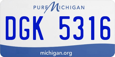 MI license plate DGK5316