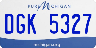 MI license plate DGK5327