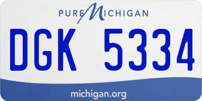 MI license plate DGK5334