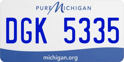 MI license plate DGK5335