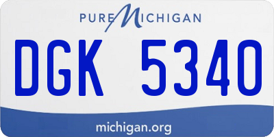 MI license plate DGK5340
